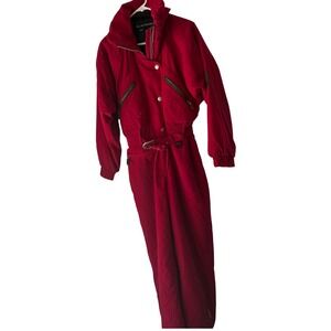Vintage Blackbear Red‎ Ski Suit Women's Size 10 Snowsuit One Piece Winter Outfit